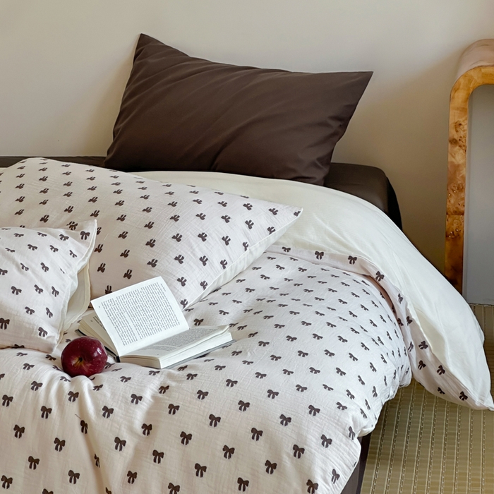 91家纺网 家纺一手货源 找家纺 玛奇朵 2025新款A类全棉双层纱提花四件套 加州落日