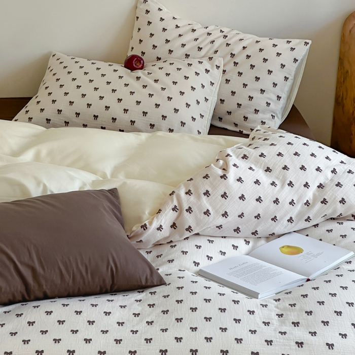 91家纺网 家纺一手货源 找家纺 玛奇朵 2025新款A类全棉双层纱提花四件套 加州落日