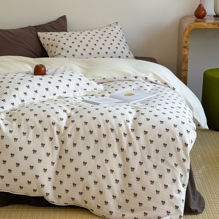 91家纺网 家纺一手货源 找家纺 玛奇朵 2025新款A类全棉双层纱提花四件套 加州落日