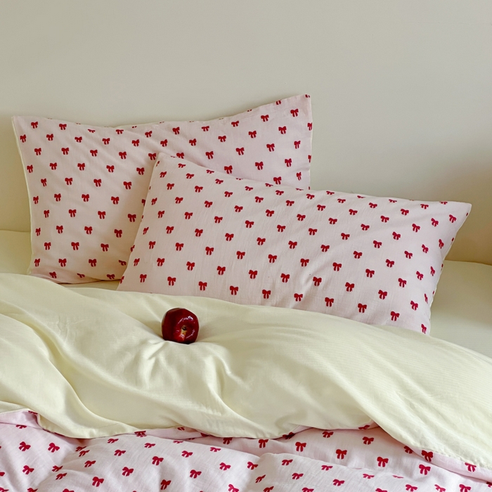 91家纺网 家纺一手货源 找家纺 玛奇朵 2025新款A类全棉双层纱提花四件套 莓莓奶糖