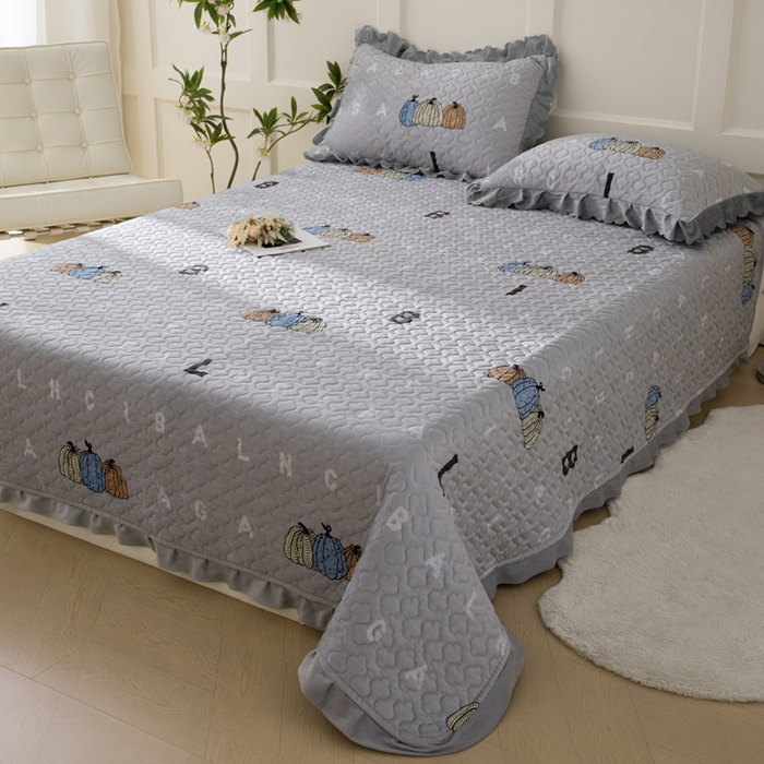 91家纺网 家纺一手货源 找家纺 （总）2025新款水晶绒床单盖毯单人三件套花边毯子冬季加厚保暖双人加棉防滑绒毯