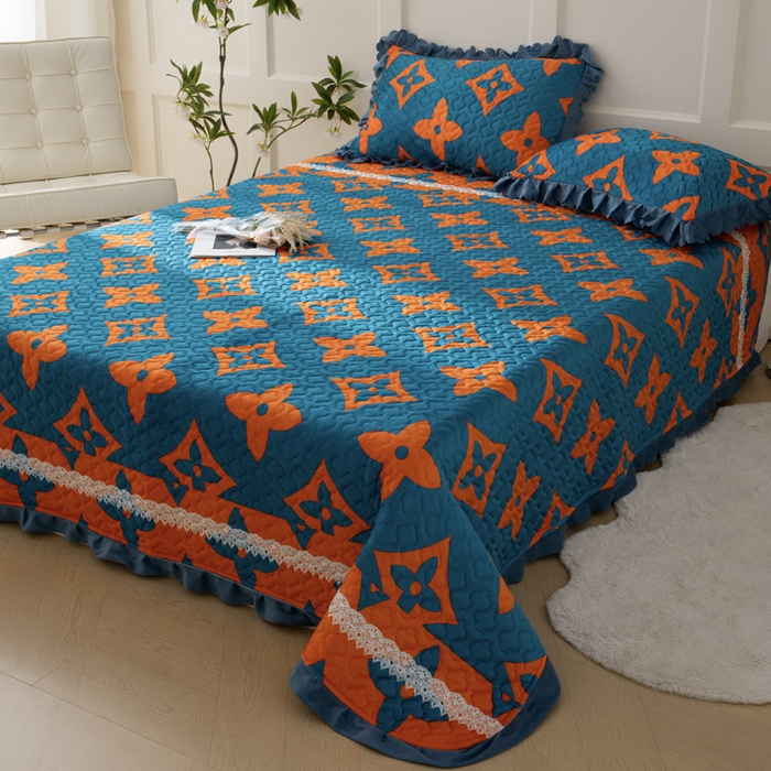 91家纺网 家纺一手货源 找家纺 （总）2025新款水晶绒床单盖毯单人三件套花边毯子冬季加厚保暖双人加棉防滑绒毯