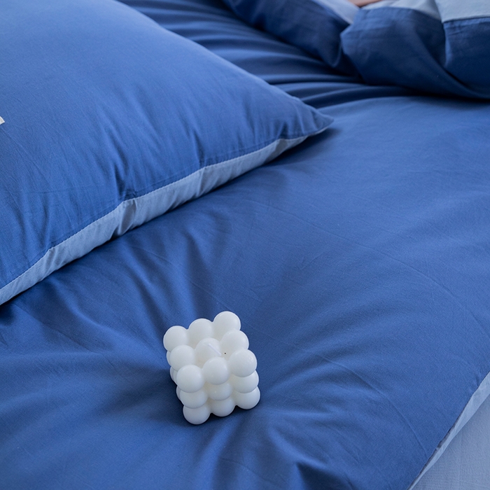 91家纺网 家纺一手货源 找家纺 贝尔 PELLHOME 全棉100纯色双拼水洗棉日式简约无印良品四件套春节不打烊（可抖音代发） 牛仔蓝