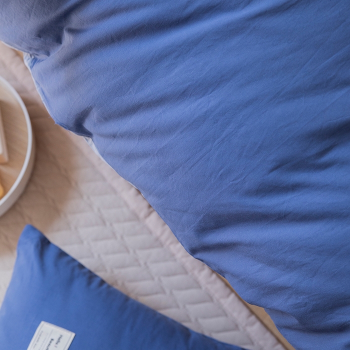 91家纺网 家纺一手货源 找家纺 贝尔 PELLHOME 全棉100纯色双拼水洗棉日式简约无印良品四件套春节不打烊（可抖音代发） 牛仔蓝