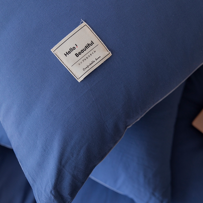 91家纺网 家纺一手货源 找家纺 贝尔 PELLHOME 全棉100纯色双拼水洗棉日式简约无印良品四件套春节不打烊（可抖音代发） 牛仔蓝