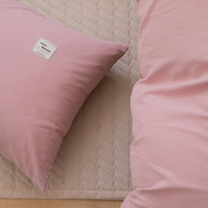 91家纺网 家纺一手货源 找家纺 贝尔 PELLHOME 全棉100纯色双拼水洗棉日式简约无印良品四件套春节不打烊（可抖音代发） 藕粉