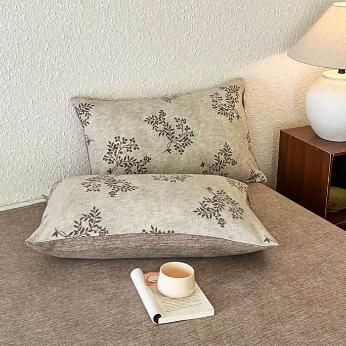 91家纺网 家纺一手货源 找家纺 斯卡诺家纺 2026新款原麻亚麻皱皱纱四件套水洗棉印花四件套 风木槿