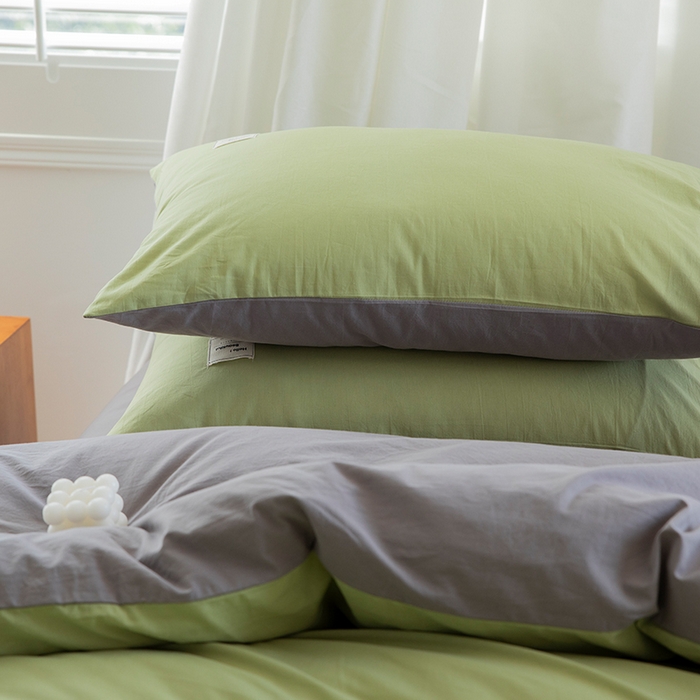 91家纺网 家纺一手货源 找家纺 贝尔 PELLHOME 全棉100纯色双拼水洗棉日式简约无印良品四件套春节不打烊（可抖音代发） 浅绿