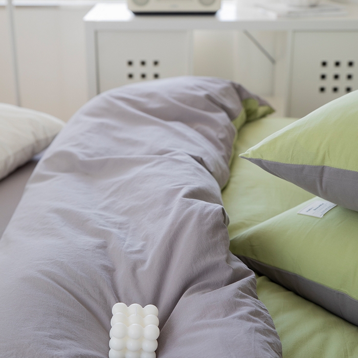 91家纺网 家纺一手货源 找家纺 贝尔 PELLHOME 全棉100纯色双拼水洗棉日式简约无印良品四件套春节不打烊（可抖音代发） 浅绿