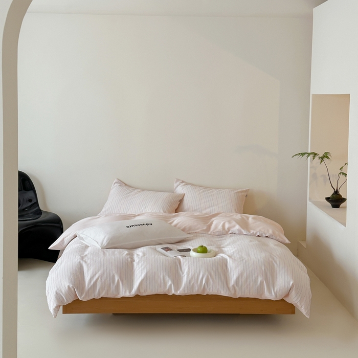 91家纺网 家纺一手货源 找家纺 （总）玛奇朵 2025新品全棉水洗棉彩纱段染提花四件套-春日来信