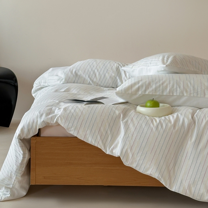 91家纺网 家纺一手货源 找家纺 （总）玛奇朵 2025新品全棉水洗棉彩纱段染提花四件套-春日来信