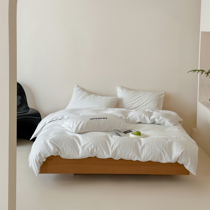 91家纺网 家纺一手货源 找家纺 （总）玛奇朵 2025新品全棉水洗棉彩纱段染提花四件套-春日来信