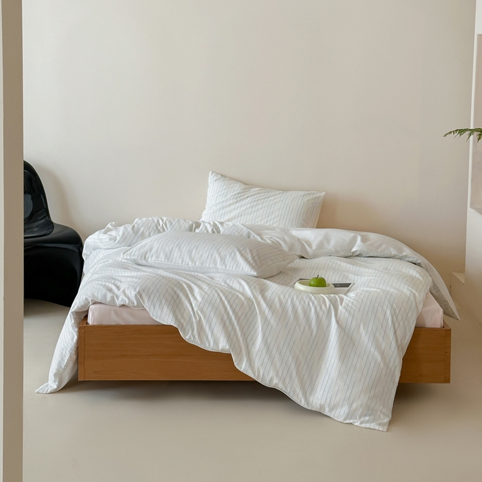 91家纺网 家纺一手货源 找家纺 玛奇朵 2025新品全棉水洗棉彩纱段染提花四件套-春日来信 春日来信-白