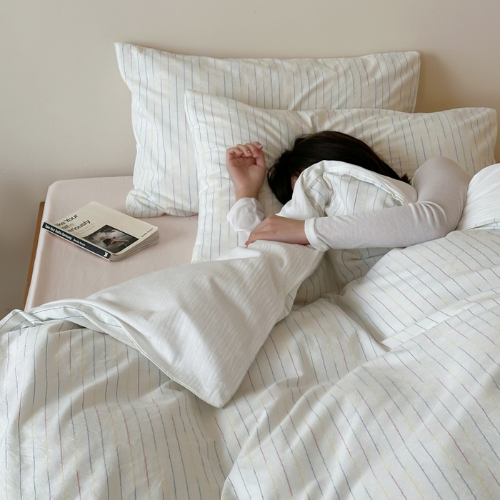 91家纺网 家纺一手货源 找家纺 （总）玛奇朵 2025新品全棉水洗棉彩纱段染提花四件套-春日来信