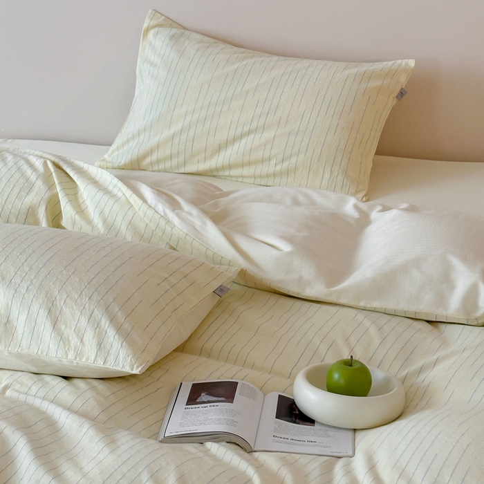 91家纺网 家纺一手货源 找家纺 玛奇朵 2025新品全棉水洗棉彩纱段染提花四件套-春日来信 春日来信-黄