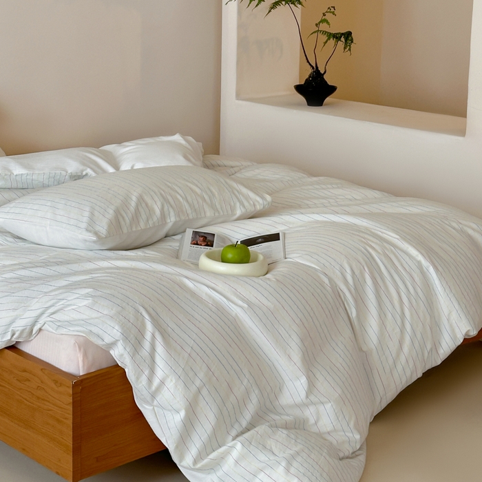 91家纺网 家纺一手货源 找家纺 （总）玛奇朵 2025新品全棉水洗棉彩纱段染提花四件套-春日来信