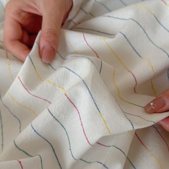 91家纺网 家纺一手货源 找家纺 玛奇朵 2025新品全棉水洗棉彩纱段染提花四件套-春日来信 春日来信-白