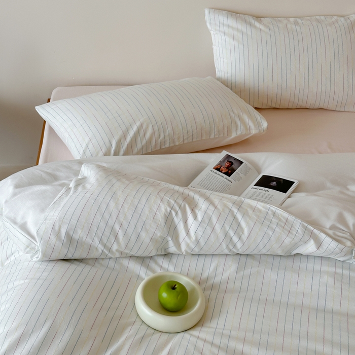 91家纺网 家纺一手货源 找家纺 （总）玛奇朵 2025新品全棉水洗棉彩纱段染提花四件套-春日来信