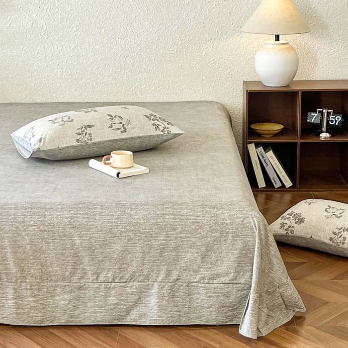 91家纺网 家纺一手货源 找家纺 斯卡诺家纺 2026新款原麻亚麻皱皱纱四件套水洗棉印花四件套 复古格调