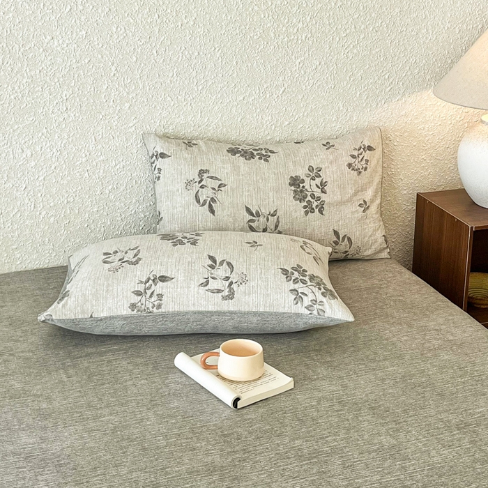 91家纺网 家纺一手货源 找家纺 斯卡诺家纺 2026新款原麻亚麻皱皱纱四件套水洗棉印花四件套 复古格调