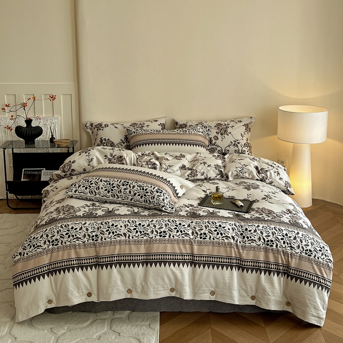 91家纺网 家纺一手货源 找家纺 （总）仟网汇  2025新款亚麻纽扣款四件套