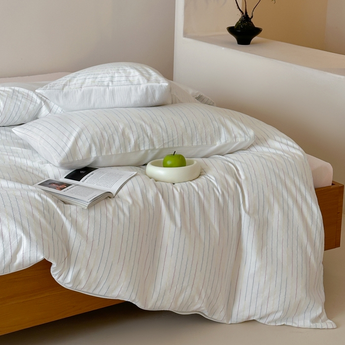 91家纺网 家纺一手货源 找家纺 （总）玛奇朵 2025新品全棉水洗棉彩纱段染提花四件套-春日来信