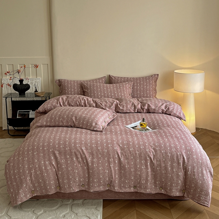 91家纺网 家纺一手货源 找家纺 （总）仟网汇  2025新款亚麻纽扣款四件套