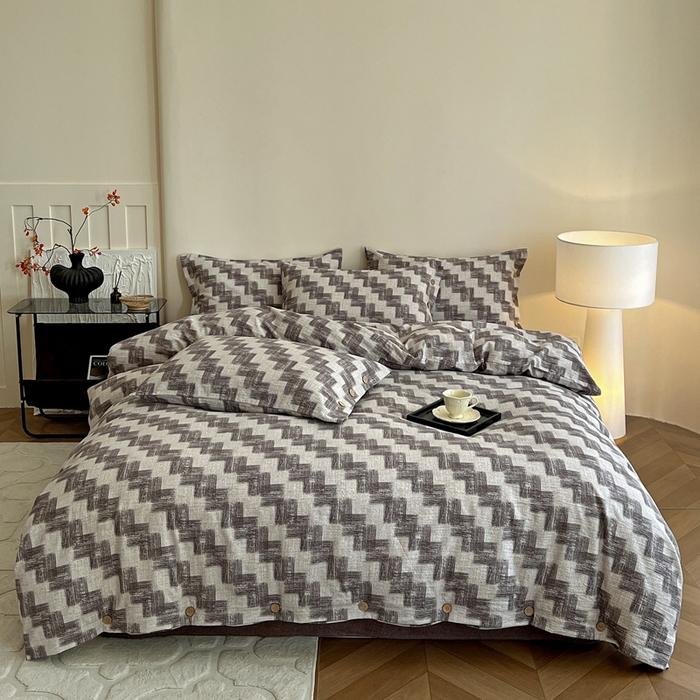 91家纺网 家纺一手货源 找家纺 （总）仟网汇  2025新款亚麻纽扣款四件套