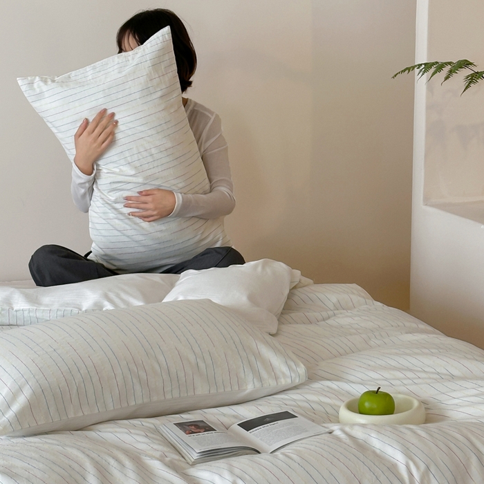 91家纺网 家纺一手货源 找家纺 （总）玛奇朵 2025新品全棉水洗棉彩纱段染提花四件套-春日来信