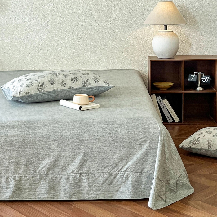 91家纺网 家纺一手货源 找家纺 斯卡诺家纺 2026新款原麻亚麻皱皱纱四件套水洗棉印花四件套 曼妙花园