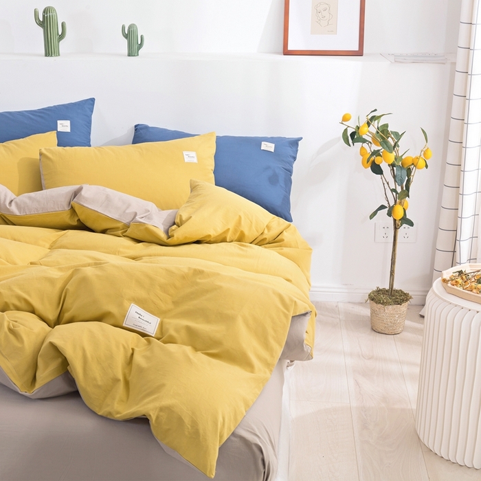 91家纺网 家纺一手货源 找家纺 （总）贝尔 PELLHOME 全棉纯棉水洗棉四件套1.5m1.8m纯色北欧风简约（可抖音代发）