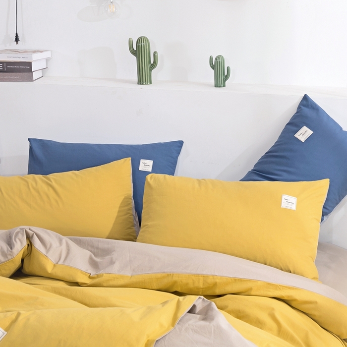 91家纺网 家纺一手货源 找家纺 （总）贝尔 PELLHOME 全棉纯棉水洗棉四件套1.5m1.8m纯色北欧风简约（可抖音代发）