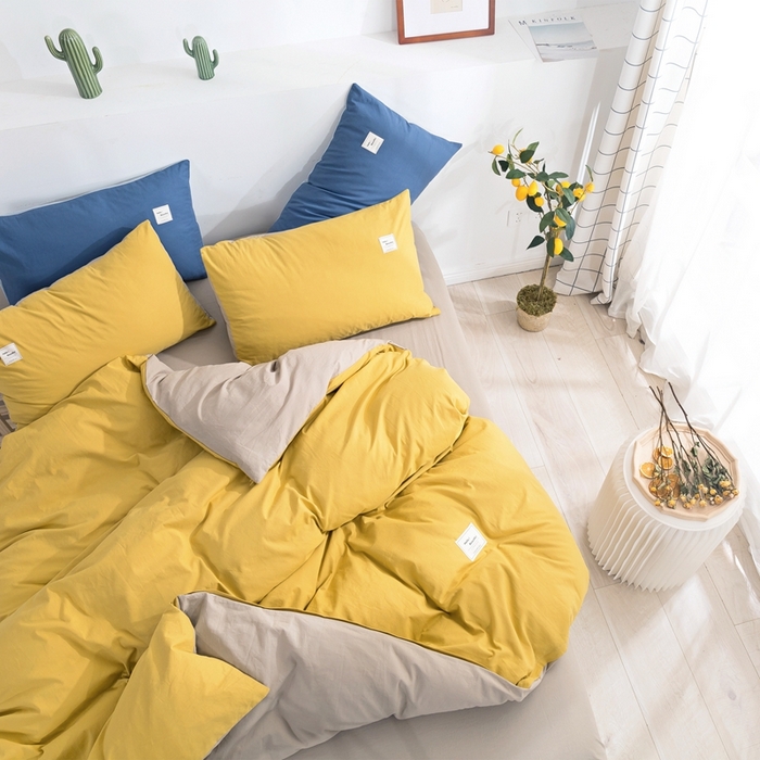 91家纺网 家纺一手货源 找家纺 （总）贝尔 PELLHOME 全棉纯棉水洗棉四件套1.5m1.8m纯色北欧风简约（可抖音代发）