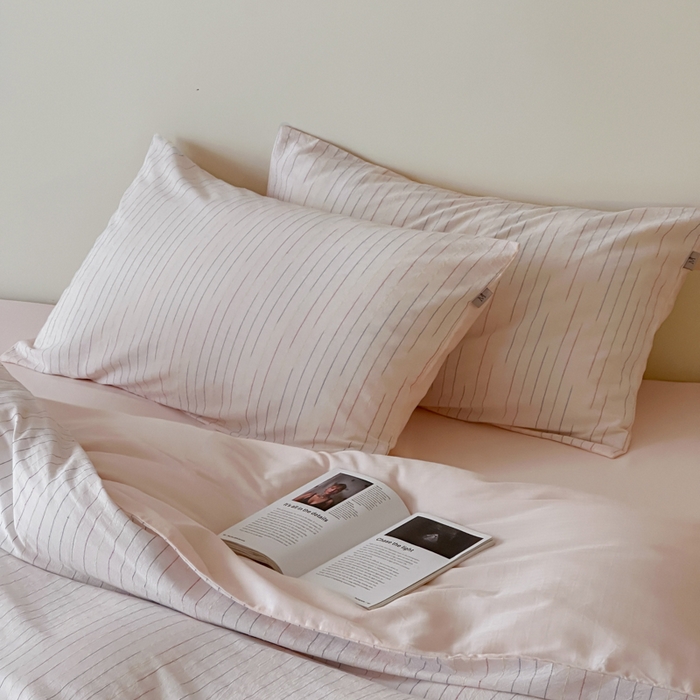 91家纺网 家纺一手货源 找家纺 玛奇朵 2025新品全棉水洗棉彩纱段染提花四件套-春日来信 春日来信-粉