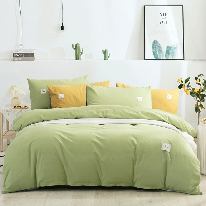 91家纺网 家纺一手货源 找家纺 （总）贝尔 PELLHOME 全棉纯棉水洗棉四件套1.5m1.8m纯色北欧风简约（可抖音代发）