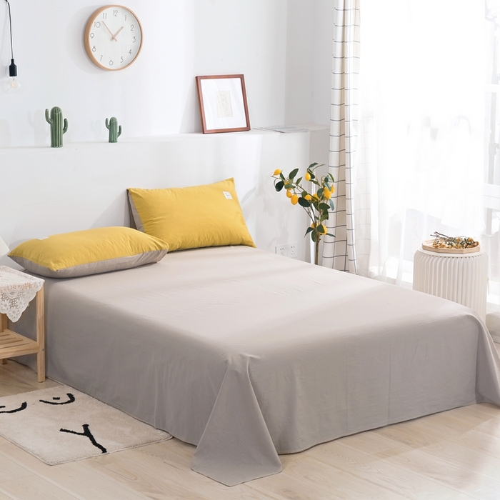 91家纺网 家纺一手货源 找家纺 贝尔 PELLHOME 全棉纯棉水洗棉四件套1.5m1.8m纯色北欧风简约（可抖音代发） 嫩黄