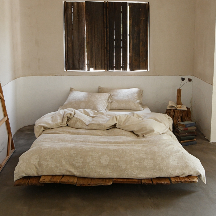 玛奇朵 2025新款色织棉麻双层皱纱四件套 花香馥郁