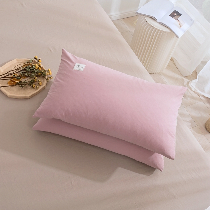 91家纺网 家纺一手货源 找家纺 贝尔 PELLHOME 全棉纯棉水洗棉四件套1.5m1.8m纯色北欧风简约（可抖音代发） 藕粉