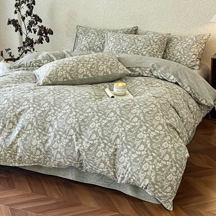 91家纺网 家纺一手货源 找家纺 斯卡诺家纺 2026新款原麻亚麻皱皱纱四件套水洗棉印花四件套 巴黎印象