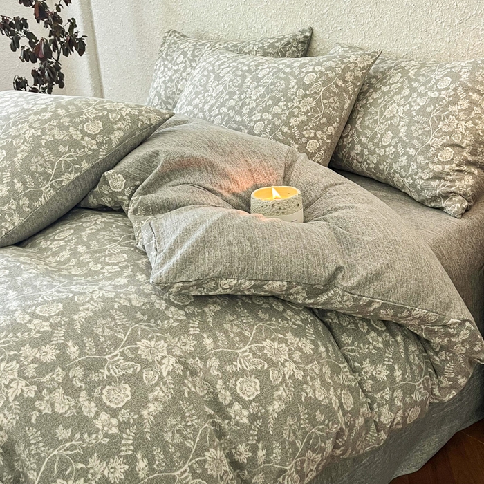 91家纺网 家纺一手货源 找家纺 斯卡诺家纺 2026新款原麻亚麻皱皱纱四件套水洗棉印花四件套 巴黎印象