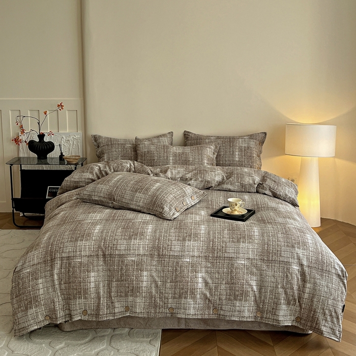 91家纺网 家纺一手货源 找家纺 （总）仟网汇  2025新款亚麻纽扣款四件套