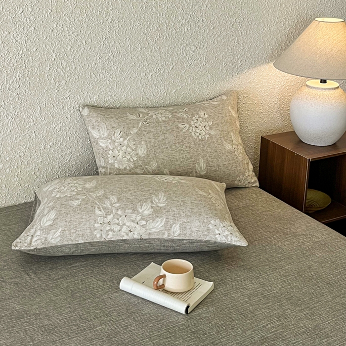 91家纺网 家纺一手货源 找家纺 斯卡诺家纺 2026新款原麻亚麻皱皱纱四件套水洗棉印花四件套 枕边书