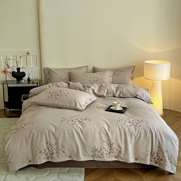 91家纺网 家纺一手货源 找家纺 （总）仟网汇  2025新款亚麻纽扣款四件套