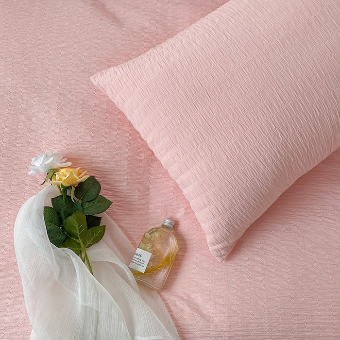 91家纺网 家纺一手货源 找家纺 （总）贝尔 PELLHOME 全棉ins简约泡泡纱四件套柔软纯棉仙女纯色床上用品（可抖音代发）