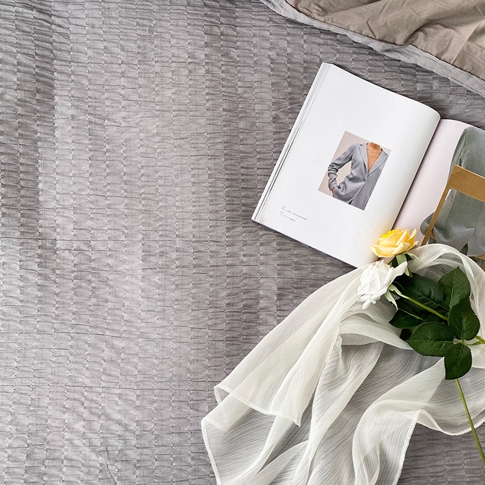 91家纺网 家纺一手货源 找家纺 贝尔 PELLHOME 全棉ins简约泡泡纱四件套柔软纯棉仙女纯色床上用品（可抖音代发） 灰茶