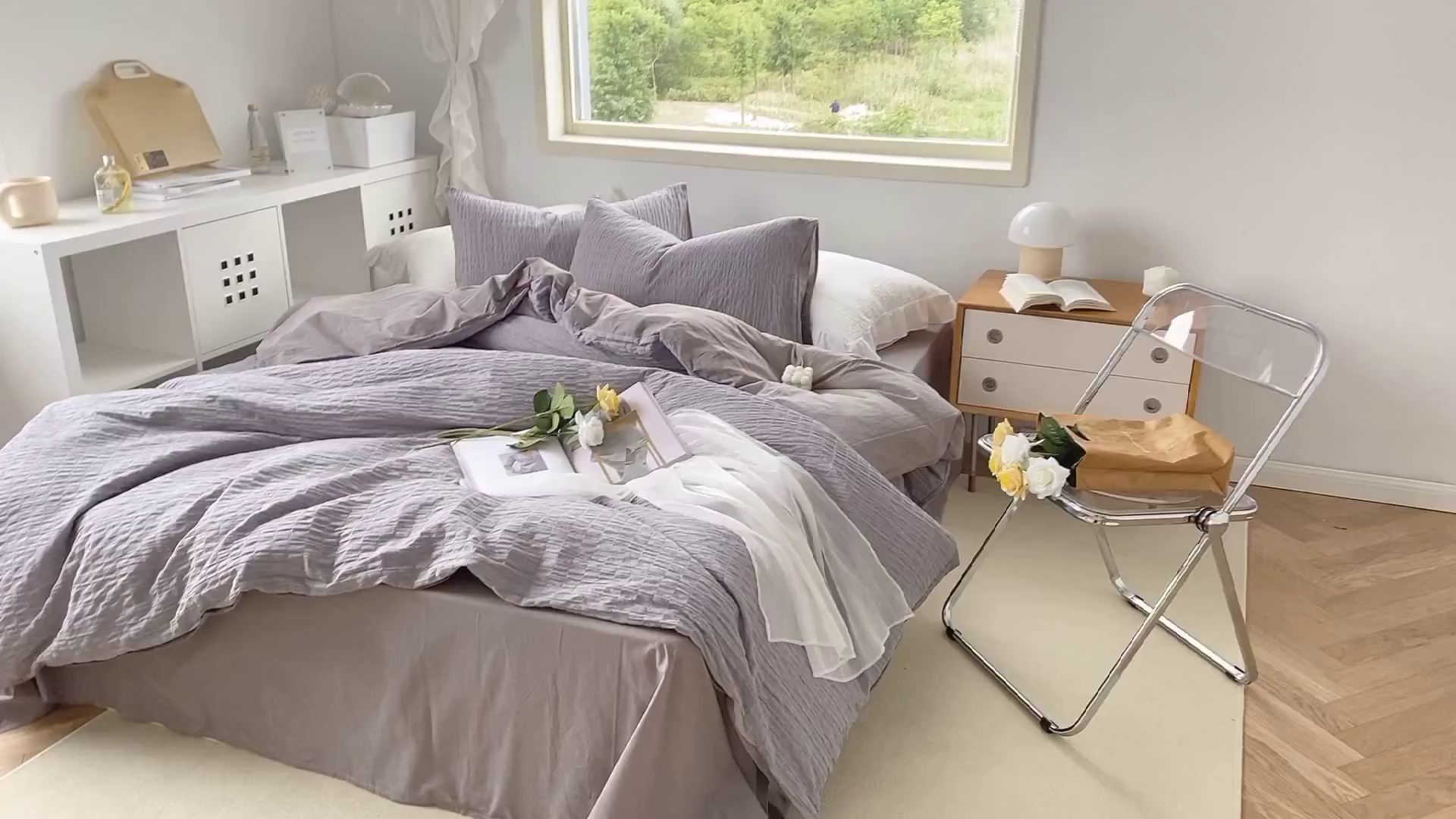 91家纺网 家纺一手货源 找家纺 贝尔 PELLHOME 全棉ins简约泡泡纱四件套柔软纯棉仙女纯色床上用品（可抖音代发） 灰茶