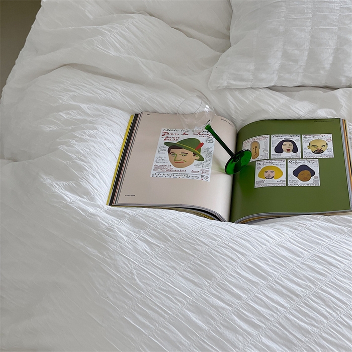 91家纺网 家纺一手货源 找家纺 贝尔 PELLHOME 全棉ins简约泡泡纱四件套柔软纯棉仙女纯色床上用品（可抖音代发） 雪白