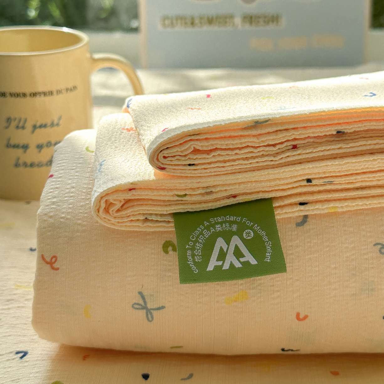 91家纺网 家纺一手货源 找家纺 沐芷 2025 沐芷A类双层纱床笠单件/床笠三件套  床笠款床罩床垫保护套罩 冰淇淋