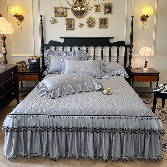 91家纺网 家纺一手货源 找家纺 （总）网红馆（ck家纺）2025新款提花蕾丝边床裙三件套-相思蝶