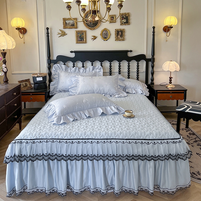 91家纺网 家纺一手货源 找家纺 （总）网红馆（ck家纺）2025新款提花蕾丝边床裙三件套-相思蝶